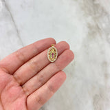 Dije Virgen Guadalupe 1.75gr / 2.3cm / Ovalado Circones Blancos Fucsias Verdes Oro Amarillo