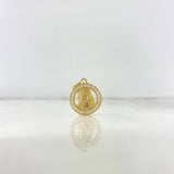 Dije Rostro Jesucristo 2.6gr / 2.2cm / Circulo Circones Blancos Oro Amarillo