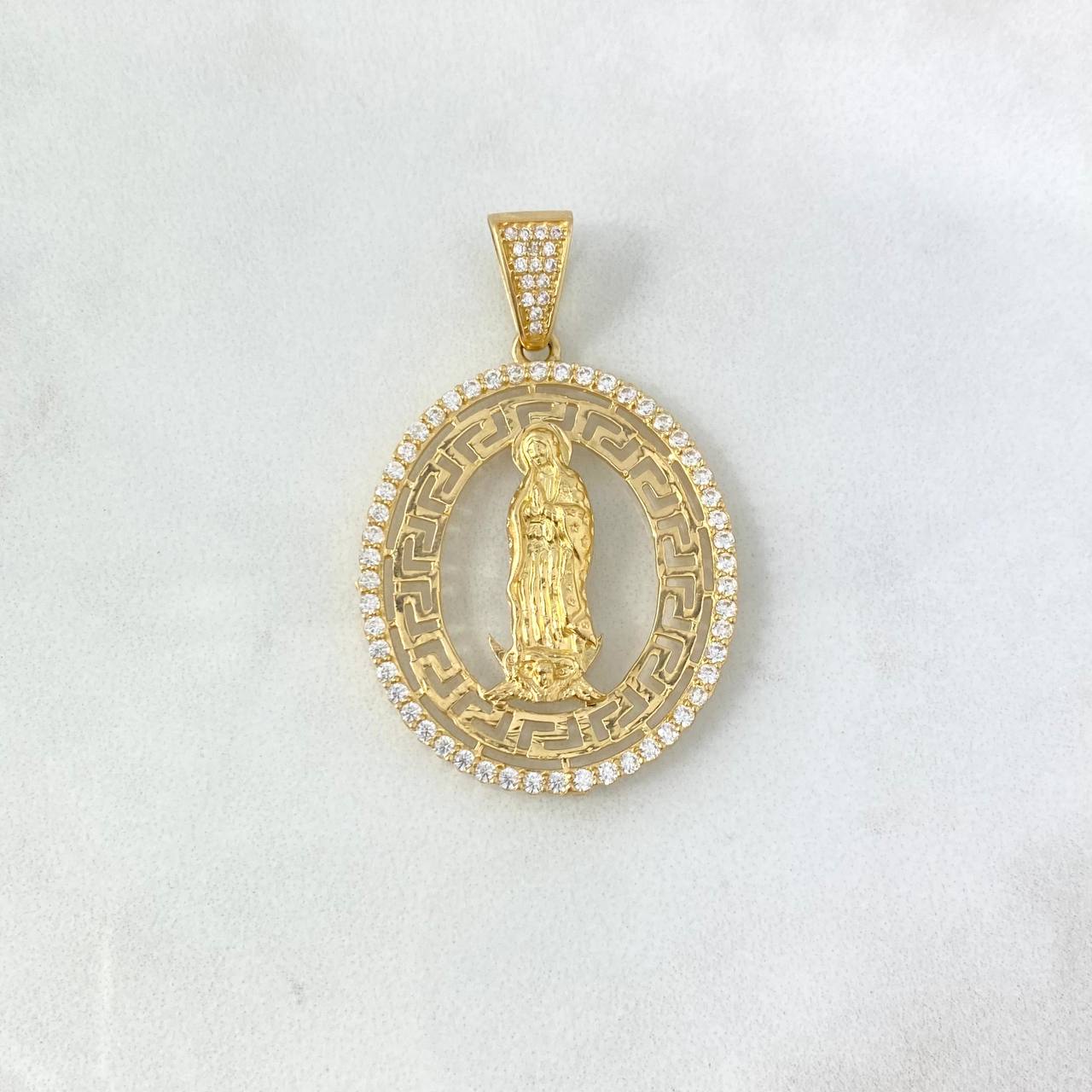 Dije Virgen Guadalupe Tribal 7.3gr / 4.3cm / Circones Blancos Oro Amarillo