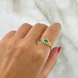 Anillo Ojo Infinito 1.85gr / T6 1/4 / Esmeraldas 44pts - Diamantes Blancos 30pts Oro Amarillo (Joya) ©