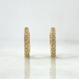 Candongas Carril 2.2gr / 1.3cm / Diamantes Blancos 14pts Oro Amarillo (Joya) ©