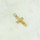 Dije Cruz Cristo 1.2gr / 2.5cm / Bizantino Texturizado Oro Amarillo ©