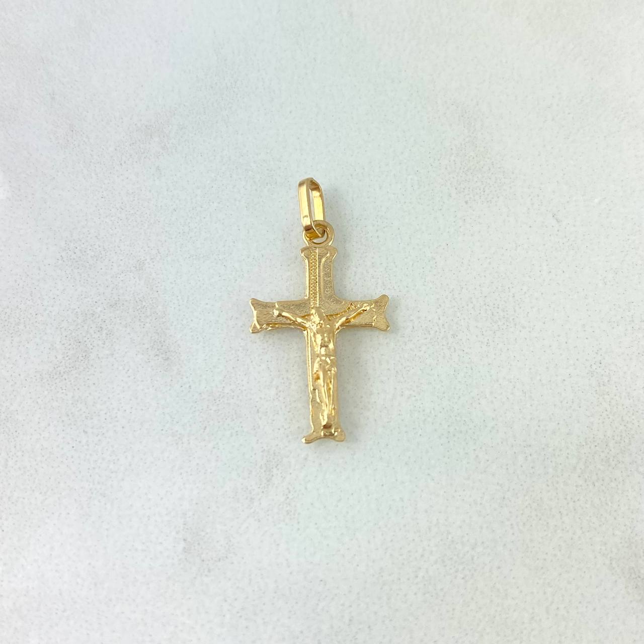 Dije Cruz Cristo 1.15gr / 2.5cm / Texturizada Oro Amarillo