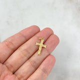 Dije Cruz Cristo 1.15gr / 2.5cm / Texturizada Oro Amarillo