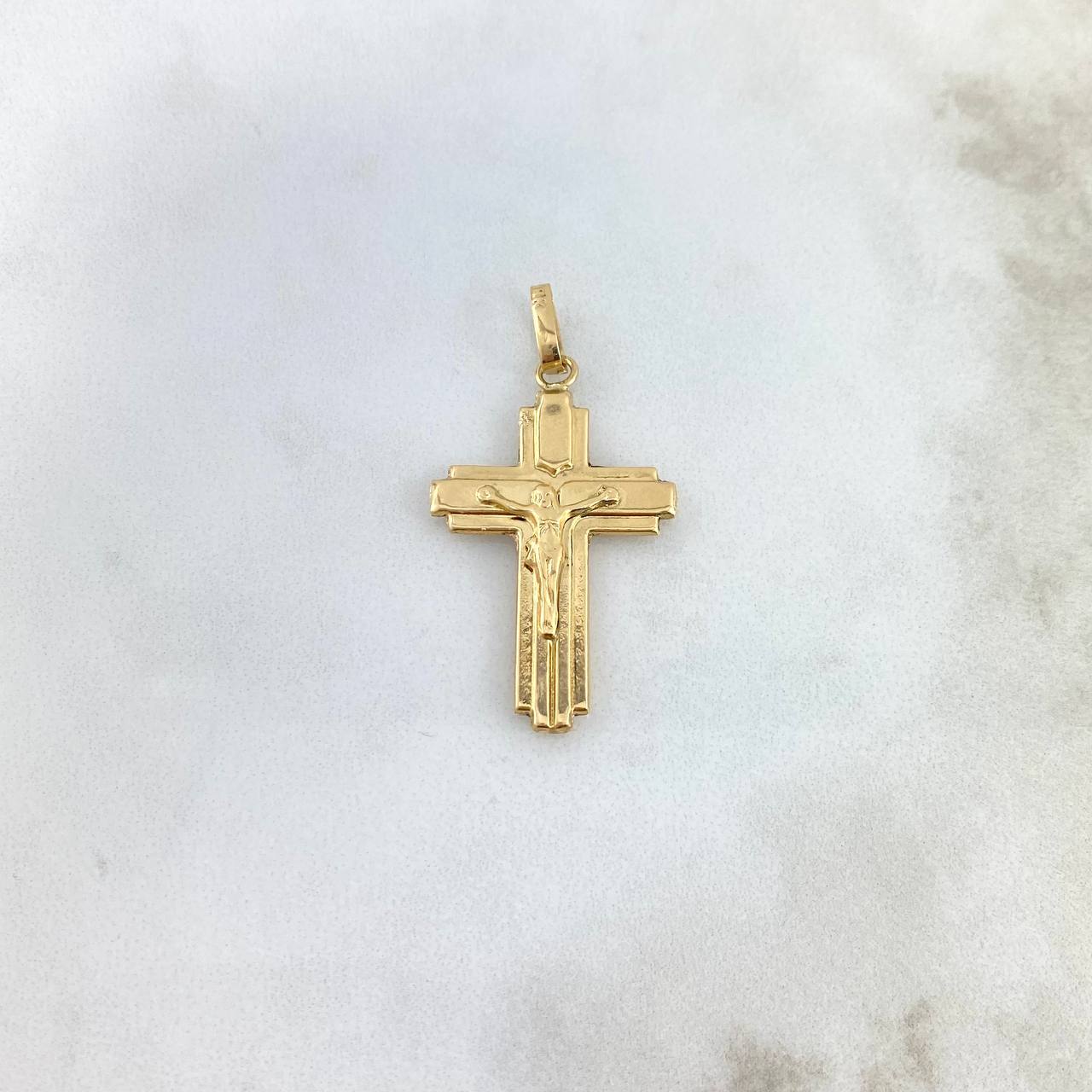 Dije Cruz Cristo 2gr / 4cm / En Relieve Oro Amarillo