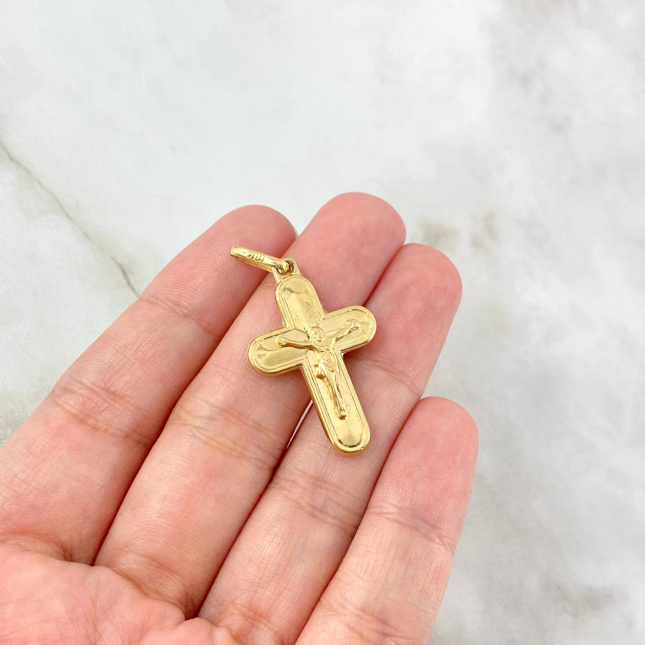 Dije Cruz Cristo 1.85gr / 3.8cm / Troquelada Oro Amarillo