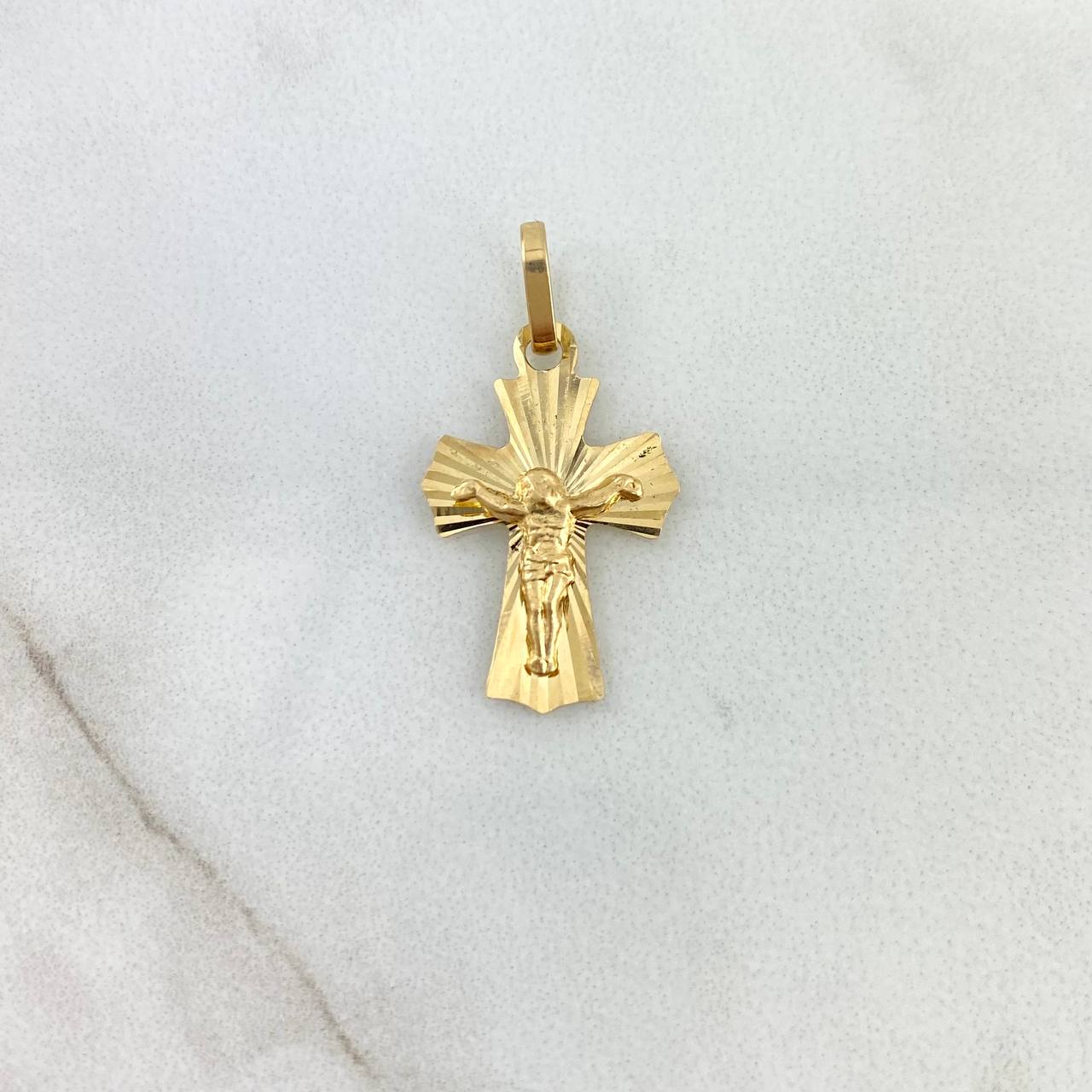 Dije Cruz Cristo 0.8gr / 2.3cm / Diamantada Oro Amarillo