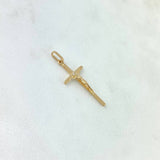 Dije Cruz Cristo 0.95gr / 3.1cm / Circon Blanco Oro Amarillo