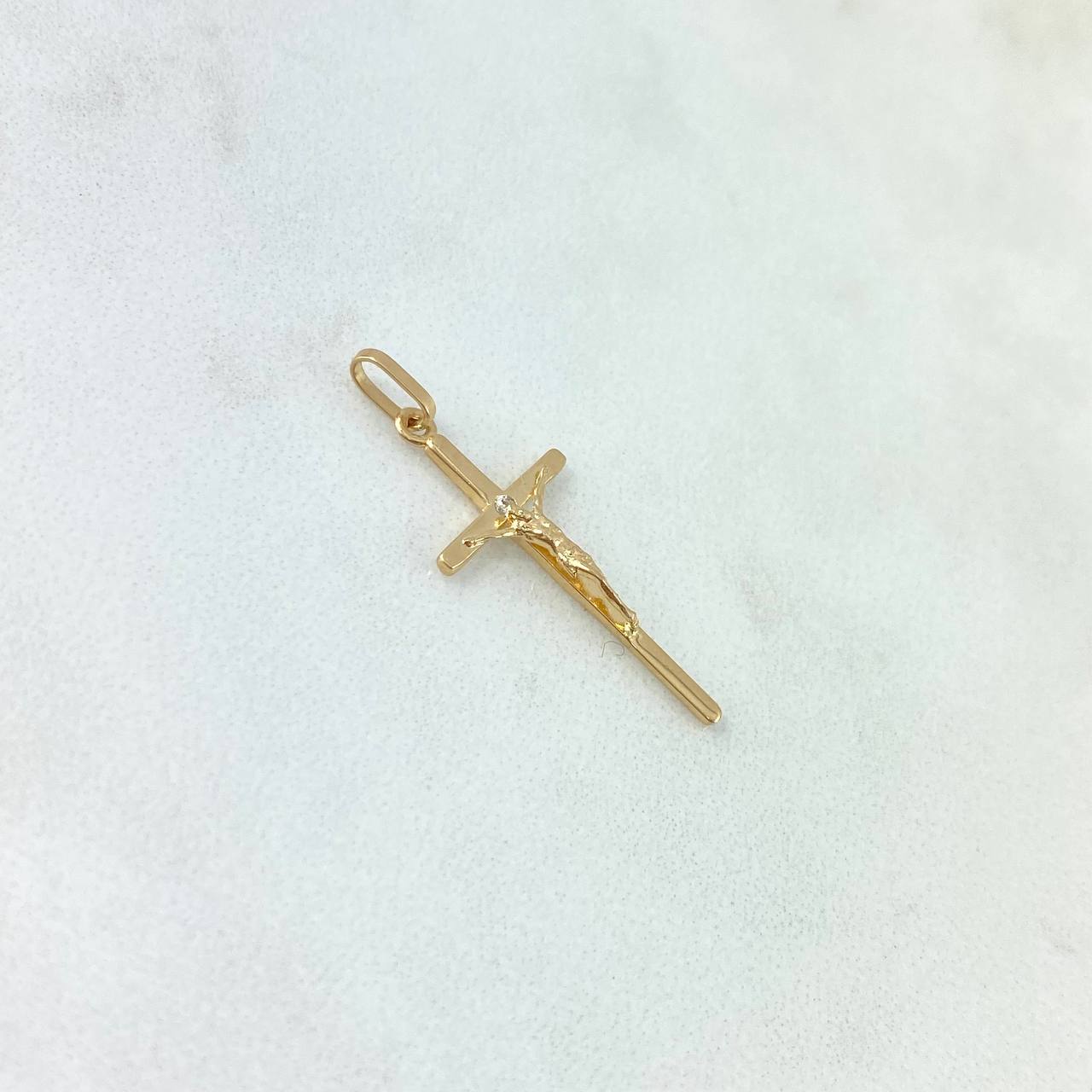 Dije Cruz Cristo 1gr / 3.1cm / Circon Blanco Oro Amarillo