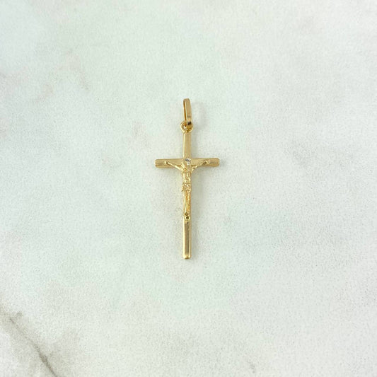 Dije Cruz Cristo 0.95gr / 3.1cm / Circon Blanco Oro Amarillo