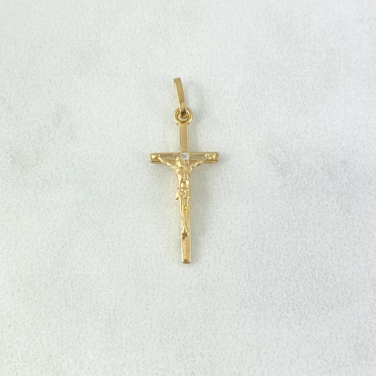 Dije Cruz Cristo 0.7gr / 2.5cm / Circon Blanco Oro Amarillo ©