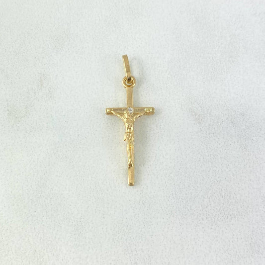 Dije Cruz Cristo 0.75gr / 2.6cm / Circon Blanco Oro Amarillo