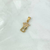 Dije Letra B Corona 0.95gr / 2.3cm / Circones Blancos Oro Amarillo 18K