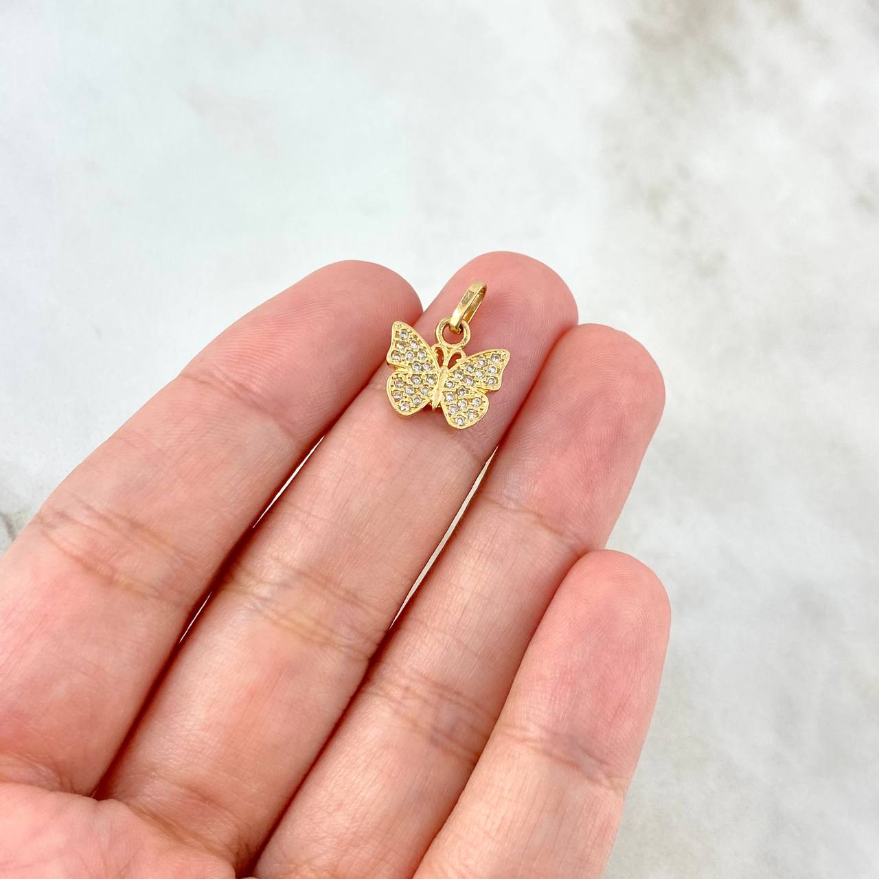 Dije Mariposa 1.15gr / 1.5cm / Circones Blancos Oro Amarillo