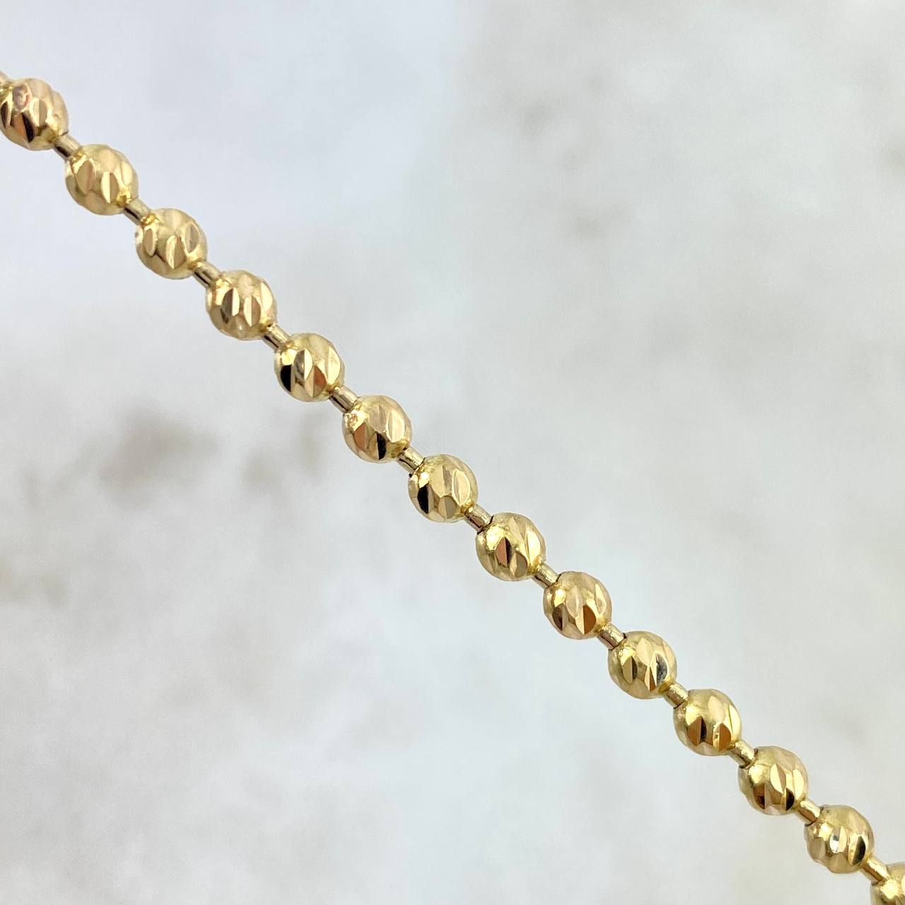 Cadena Militar 24.25gr / 60cm / 4mm Bola Diamantada Oro Amarillo