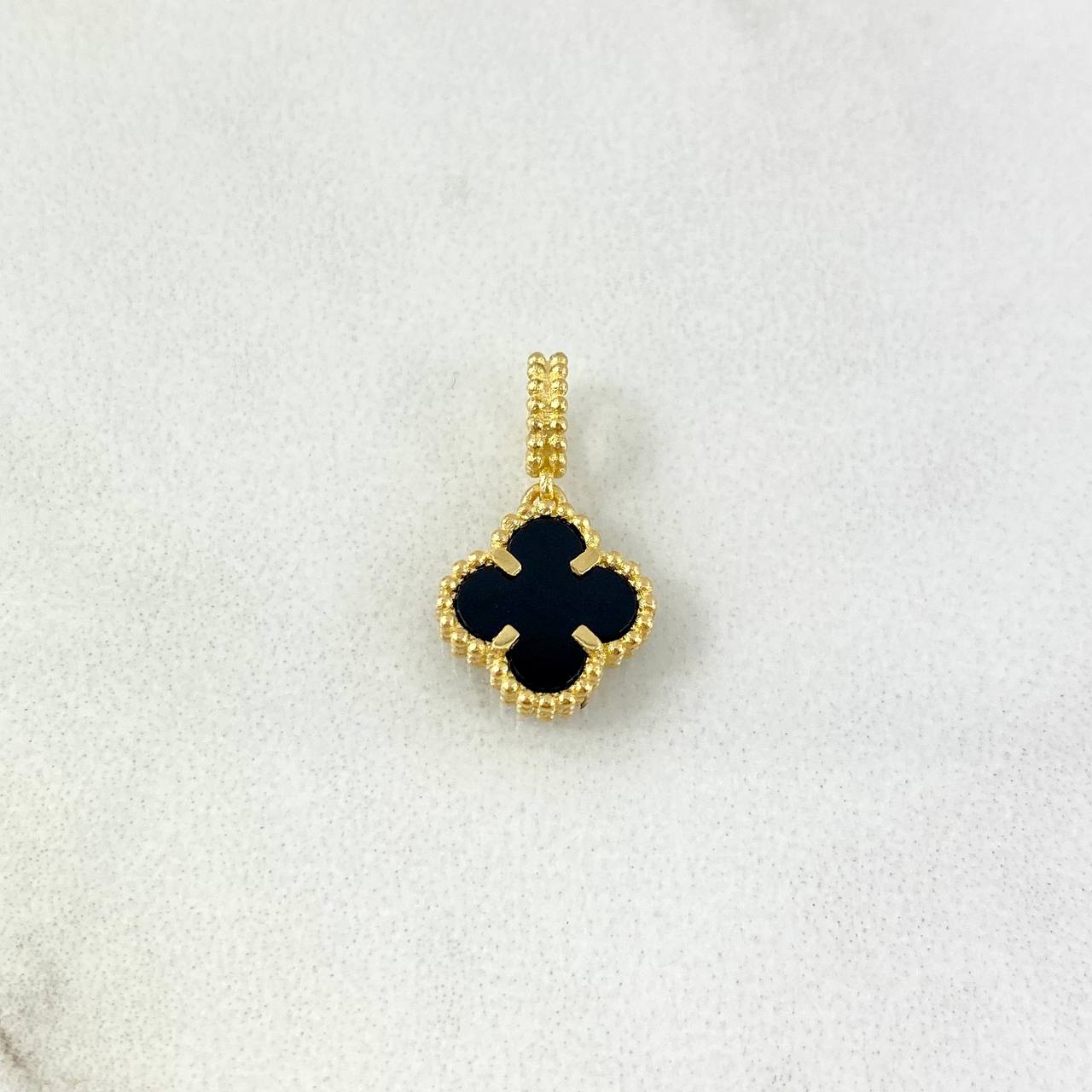 Dije Trebol VCyA 1.1gr / 1.6cm / Agata Negro Oro Amarillo +4