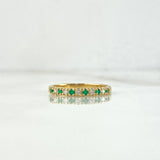 Anillo Churumbela 2.2gr / T6 1/2 / Esmeraldas 15pts - Diamantes Blancos 13pts Oro Amarillo (Joya) *