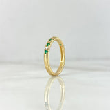 Anillo Churumbela 2.2gr / T6 1/2 / Esmeraldas 15pts - Diamantes Blancos 13pts Oro Amarillo (Joya) *