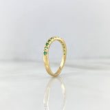 Anillo Lineal Curvo 2gr / T7 1/4 / Esmeraldas 25pts Oro Amarillo (Joya) *