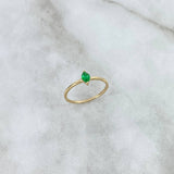 Anillo Solitario Destello 1gr / T5 1/2 / Circon Verde Oro Amarillo