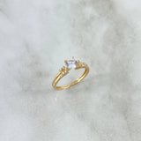 Anillo Solitario Rectangular Uruz 1.85gr / T5 3/4 / Circon Blanco Oro Amarillo