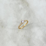 Anillo Solitario Churumbela 1.45gr / T4 / Circulo Circon Blanco Oro Amarillo