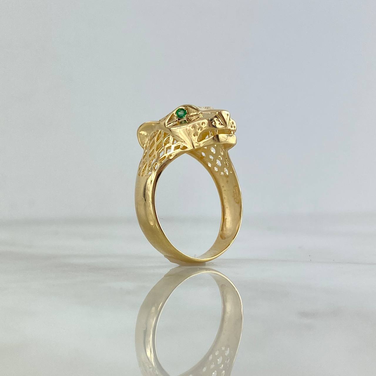 Anillo Pantera 6.6gr / T9 3/4 / Circones Verdes Oro Amarillo