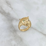 Anillo Pantera 6.6gr / T9 3/4 / Circones Verdes Oro Amarillo