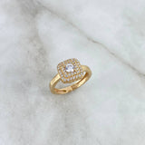 Anillo Solitario Halo Cuadrado Tupido 3gr / T5 3/4 / Circones Blancos Oro Amarillo