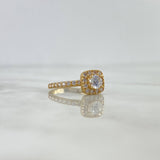 Anillo Solitario Halo Cuadrado 3.2gr / T6 1/2 / Circones Blancos Oro Amarillo