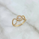 Anillo Solitario Abrazo Curvo 2.45gr / T5 3/4 / Circones Blancos Oro Amarillo