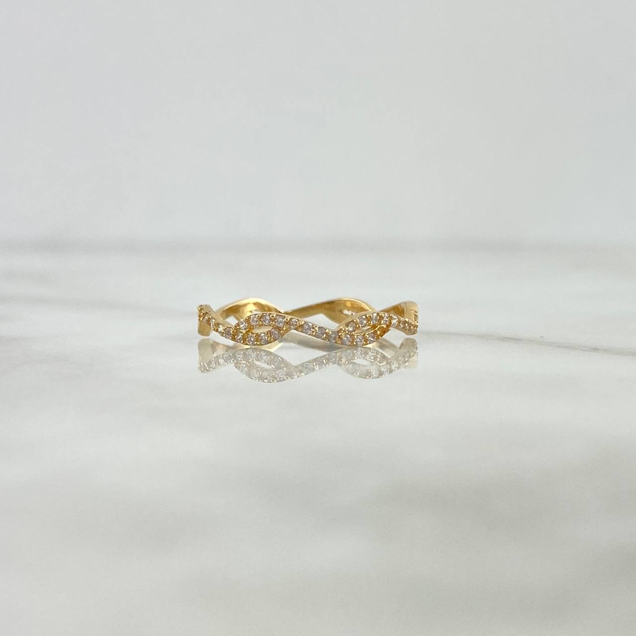 Anillo Solitario Nudos 1.2gr / T7 / Circones Blancos Oro Amarillo