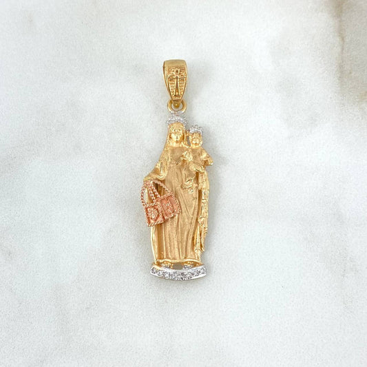 Dije Virgen del Carmen 6.45gr / 4.3cm / Circones Blancos Tres Oros