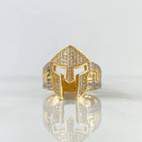 Anillo Casco de Gladiador 8.6gr / T9 1/4 / Circones Blancos Dos Oros Amarillo Blanco *