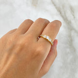 Anillo Solitario Cajon 3.1gr / T7 / Circones Blancos Oro Amarillo *