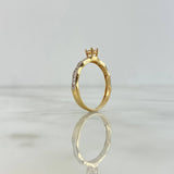 Anillo Solitario Churumbela Curva 2.1gr / T6 1/2 / Circones Blancos Blanco Dos Oros Amarillo Blanco