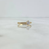 Anillo Solitario Churumbela 1.45gr / T4 / Circulo Circon Blanco Oro Amarillo