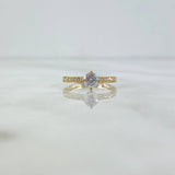 Anillo Solitario Churumbela 1.45gr / T4 / Circulo Circon Blanco Oro Amarillo