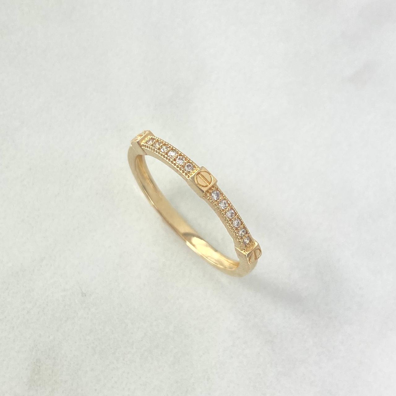 Anillo Tornillos De Orion 1.9gr / T7 3/4 / Circones Blancos Oro Amarillo