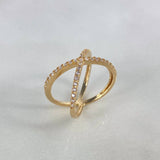 Anillo X 3.85gr / T7 1/2 / Circones Blancos Oro Amarillo