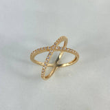 Anillo X 3.5gr / T7 1/4 / Circones Blancos Oro Amarillo