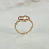 Anillo Silueta Corazon 1.45gr / T5 1/2 / Circones Blancos Fucsias Oro Amarillo