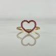 Anillo Silueta Corazon 1.45gr / T5 1/2 / Circones Blancos Fucsias Oro Amarillo