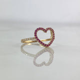 Anillo Silueta Corazon 1.45gr / T5 1/2 / Circones Blancos Fucsias Oro Amarillo