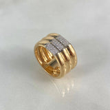 Anillo Tres Lineas 10.25gr / T7 / Circones Blancos Dos Oros Amarillo Blanco