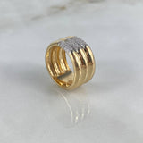 Anillo Tres Lineas 10.25gr / T7 / Circones Blancos Dos Oros Amarillo Blanco