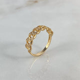 Anillo Cubano 2.55gr / T6 1/4 / Circones Blancos Oro Amarillo