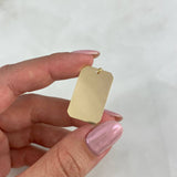 Dije Placa Rectangular Lisa 2.75gr / 3.4cm / 2.8mm*1.7mm Esquinas Planas Oro Amarillo