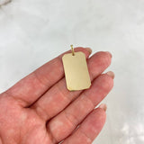 Dije Placa Rectangular Lisa 2.95gr / 3.5cm / 2.8mm*1.7mm Esquinas Planas Oro Amarillo