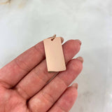 Dije Placa Rectangular Lisa 2.5gr / 3.4cm / 1.5mm*2.8mm Oro Rosa